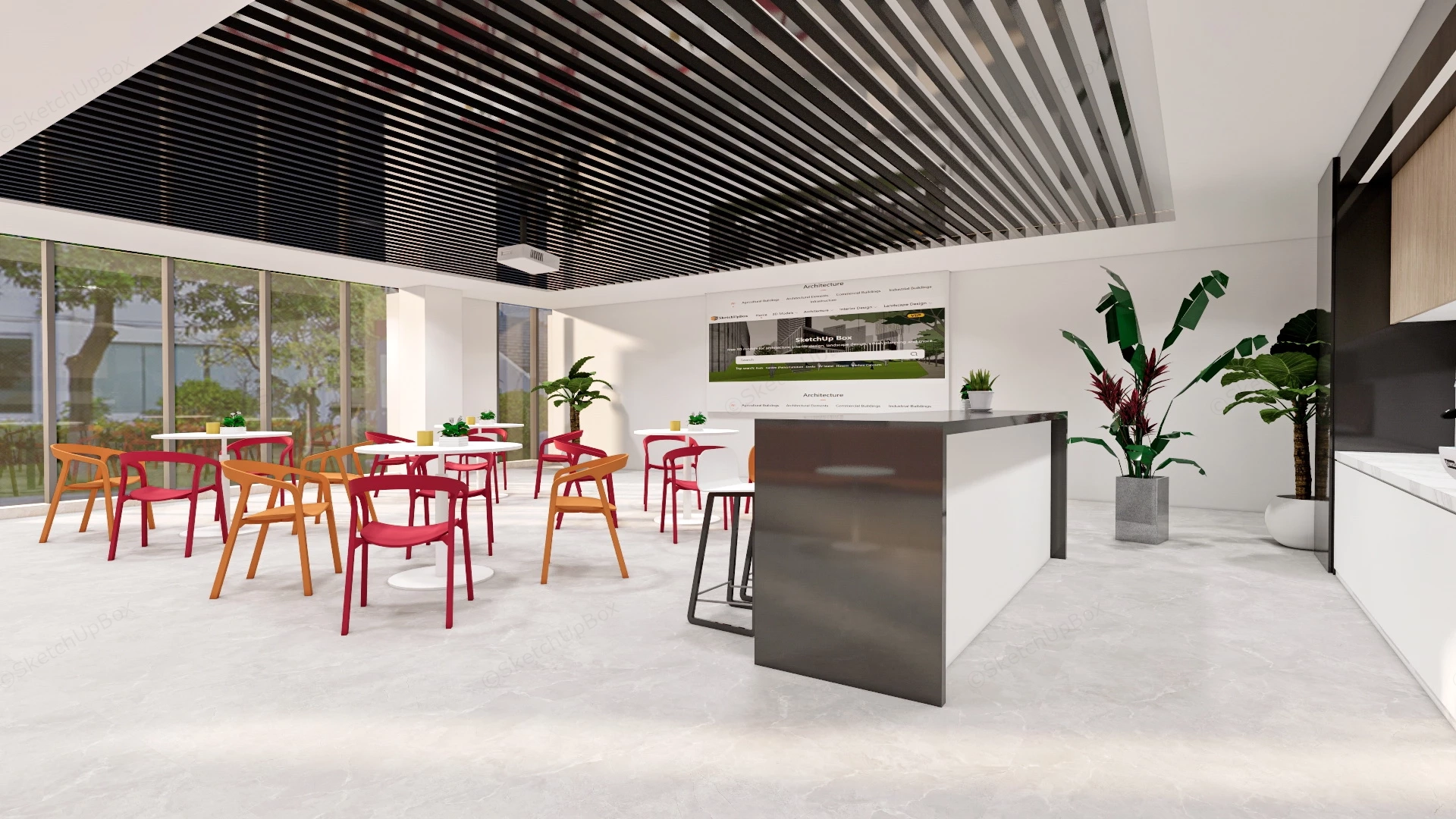 Modern Break Room Design sketchup model preview - SketchupBox