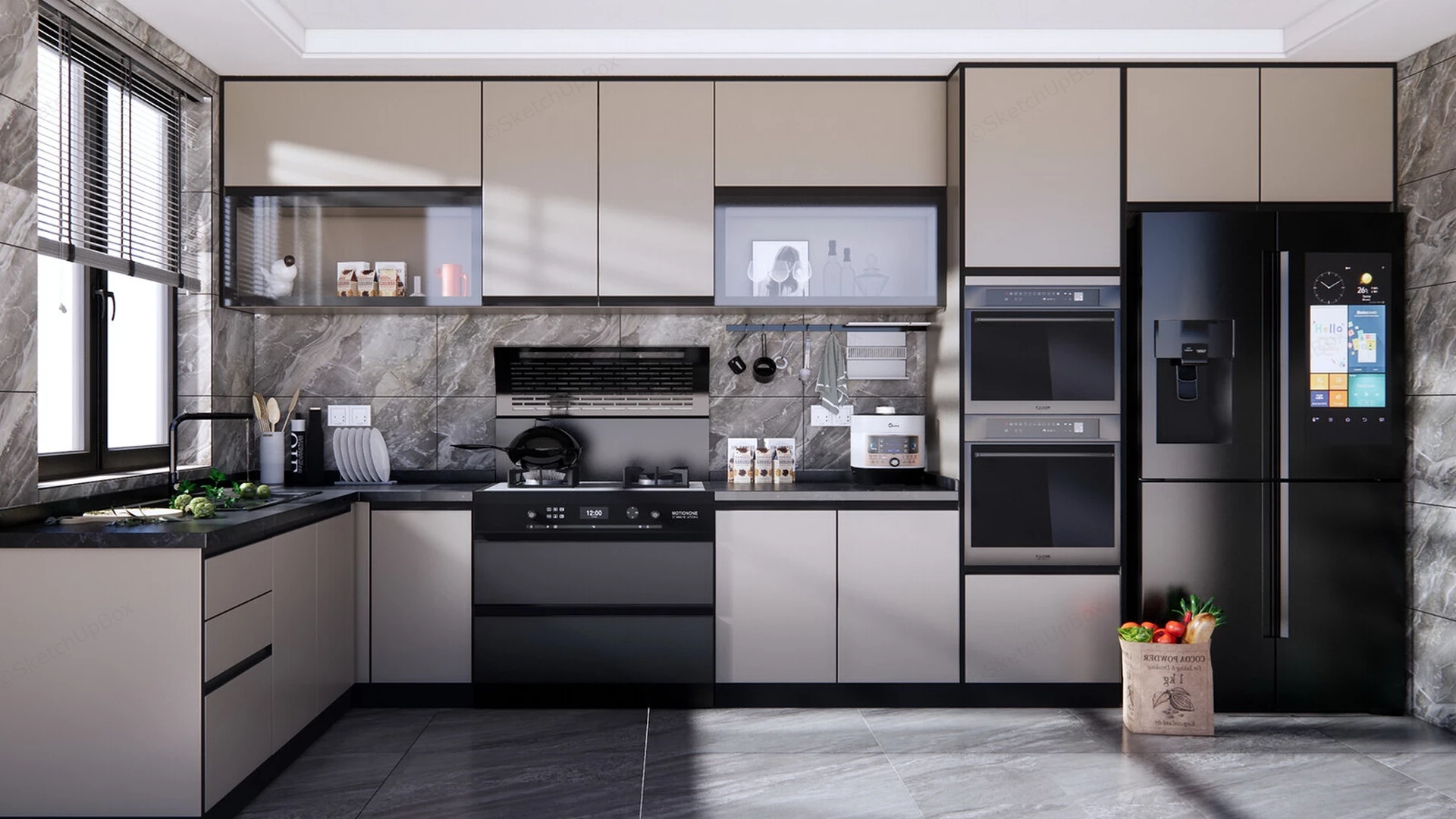 Modern L Shape Kitchen Design sketchup model preview - SketchupBox