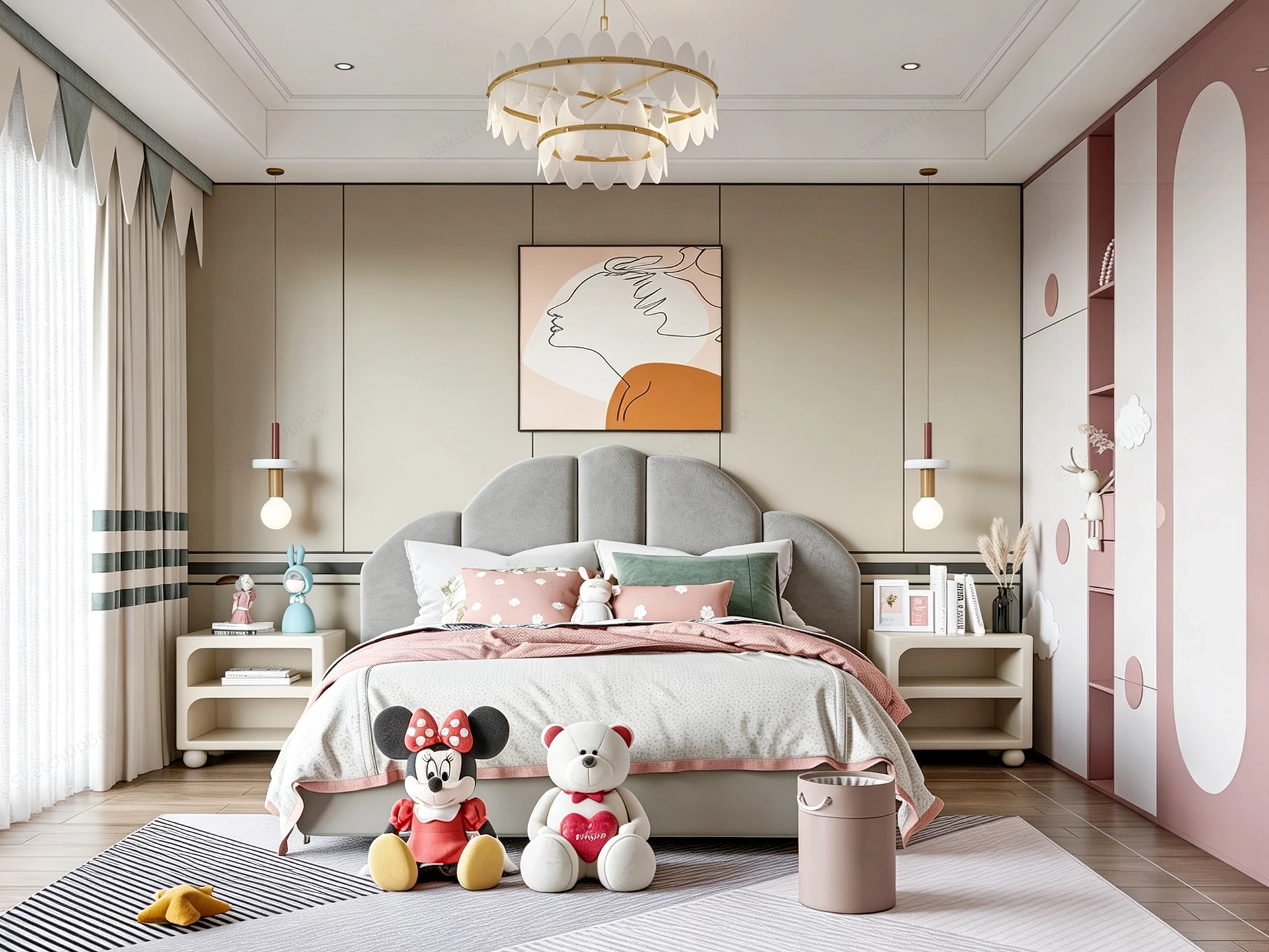 Awesome Girls Bedroom sketchup model preview - SketchupBox