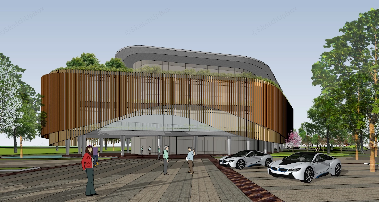 Modern Club House Design sketchup model preview - SketchupBox