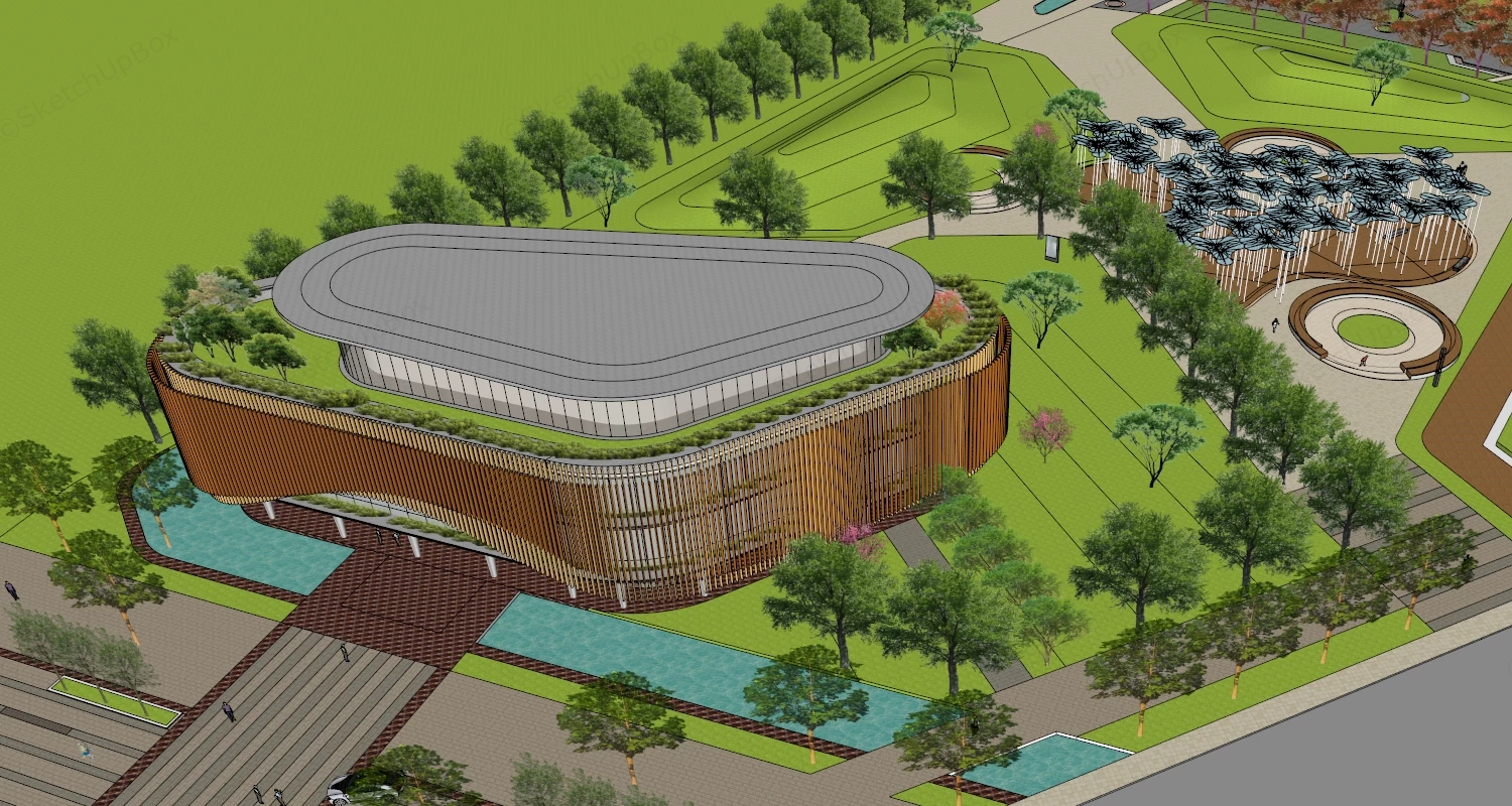 Modern Club House Design sketchup model preview - SketchupBox