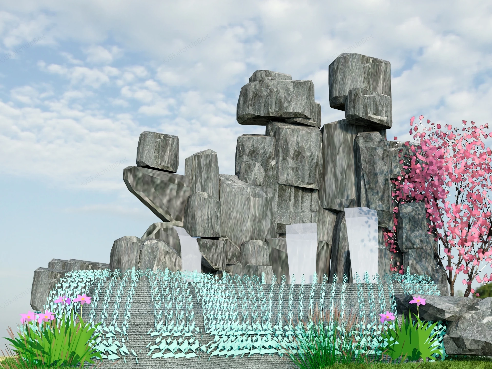 Chinese Stone Garden sketchup model preview - SketchupBox