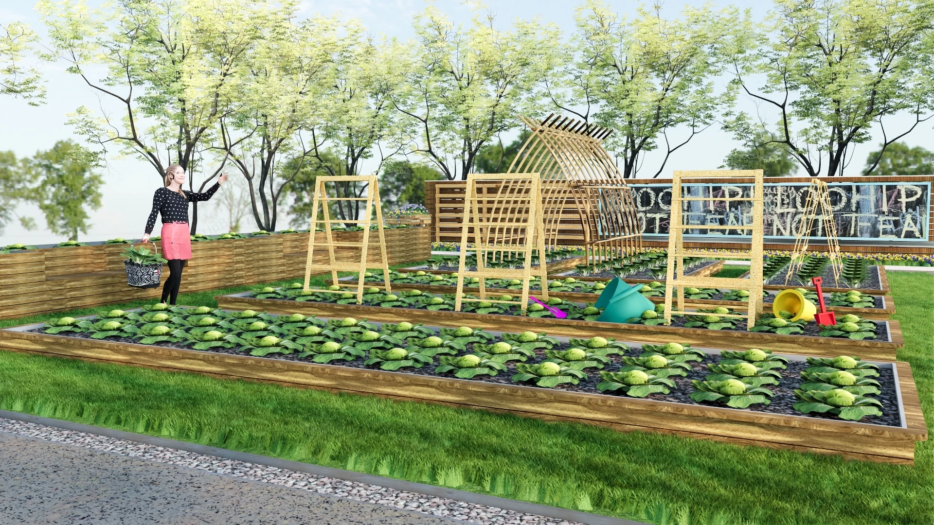 Outdoor Vegetable Garden sketchup model preview - SketchupBox