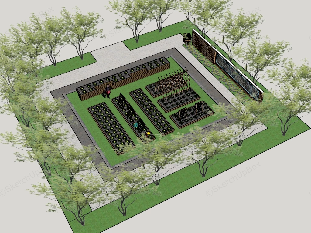 Outdoor Vegetable Garden sketchup model preview - SketchupBox