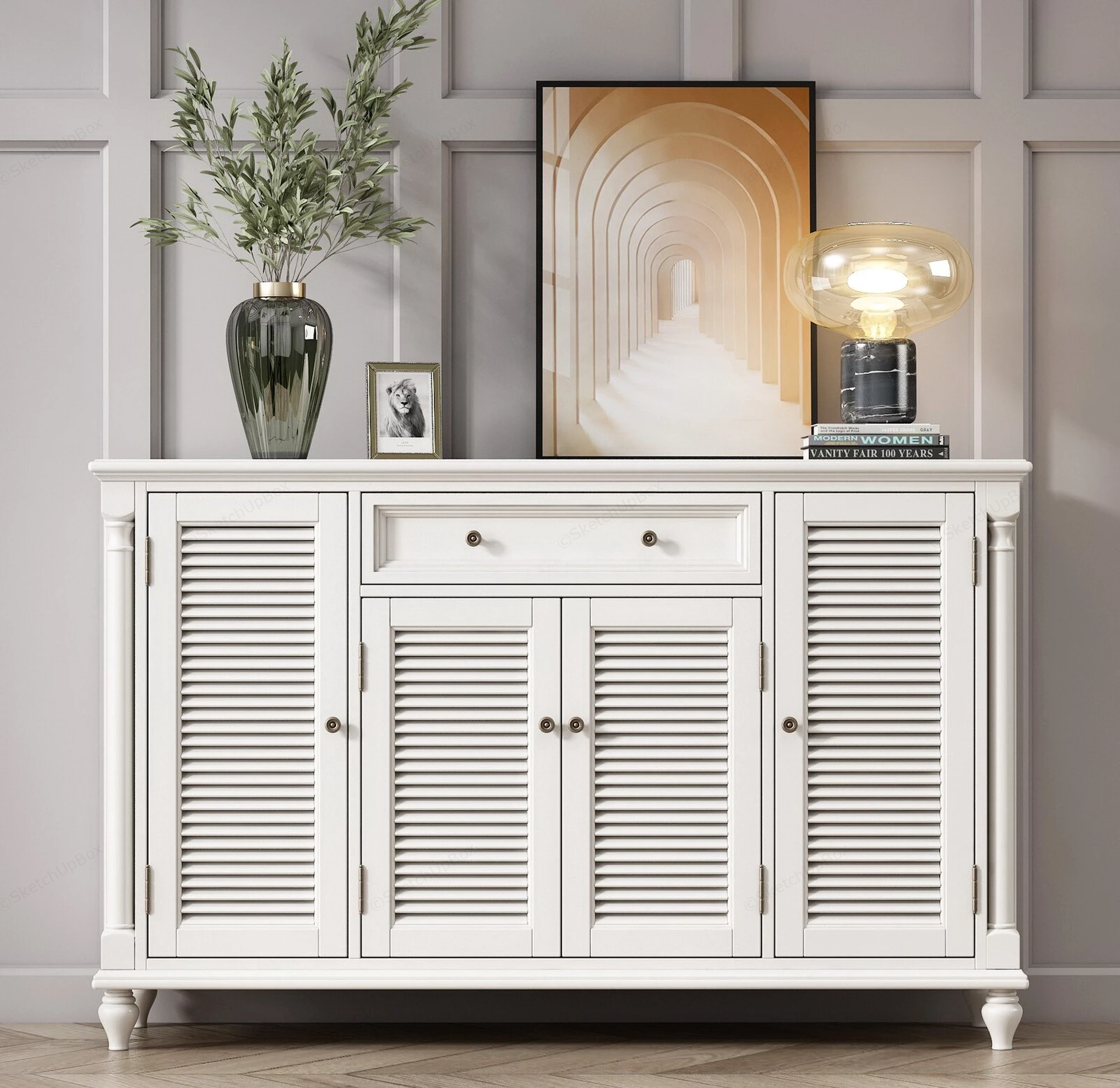 White Sideboard Cabinet sketchup model preview - SketchupBox