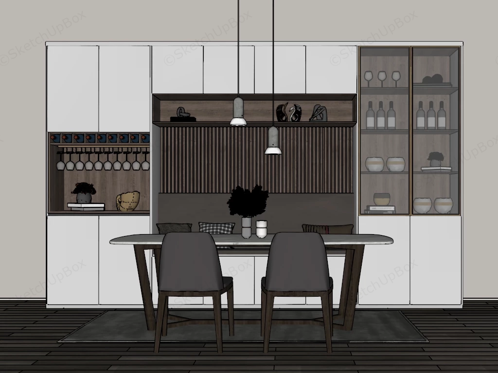 Modern Wooden Home Bar sketchup model preview - SketchupBox