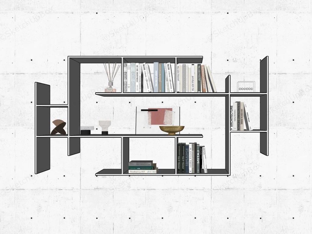 Contemporary Wall Mounted Bookshelf sketchup model preview - SketchupBox