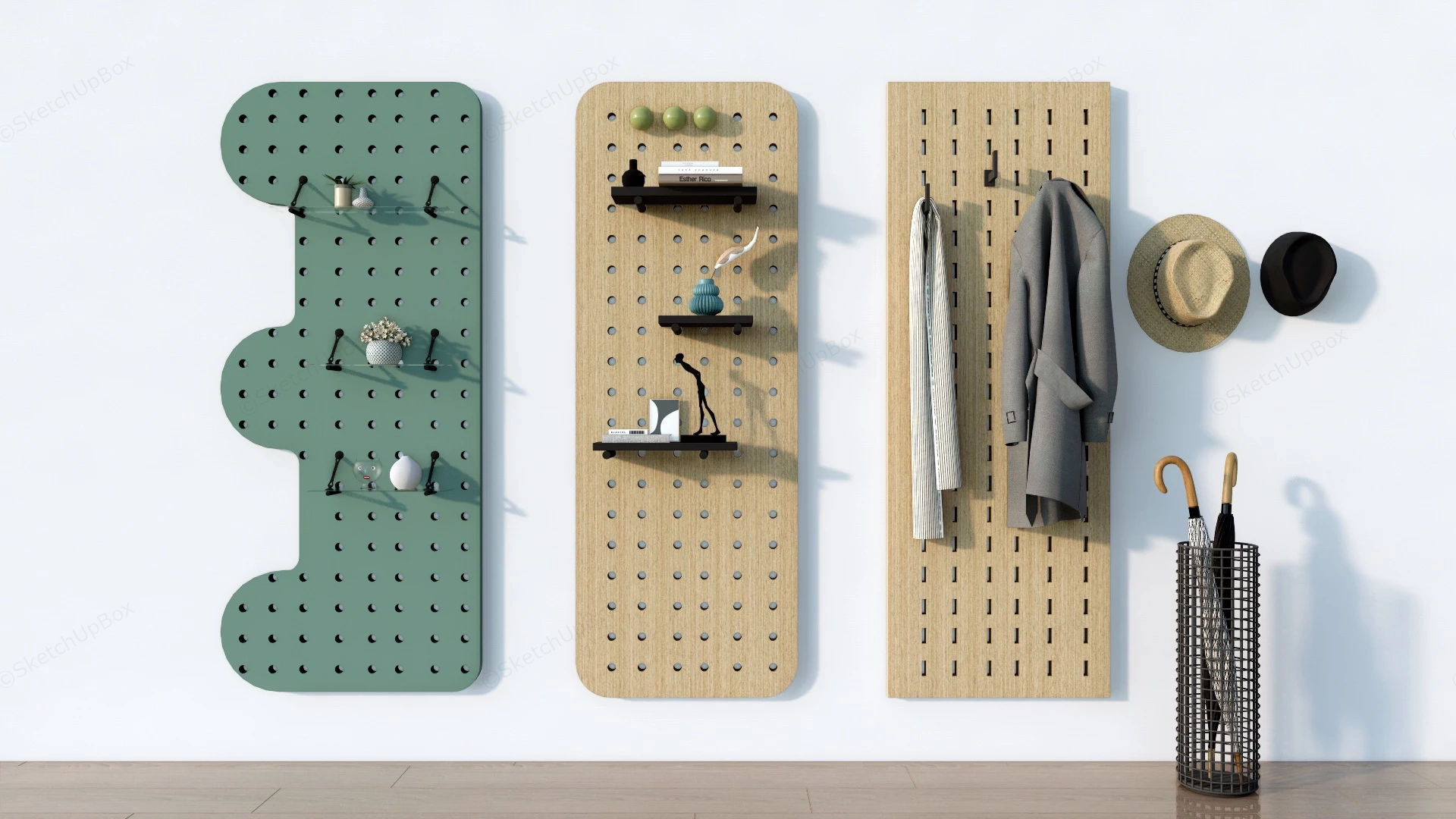 Modern Wooden Pegboards sketchup model preview - SketchupBox