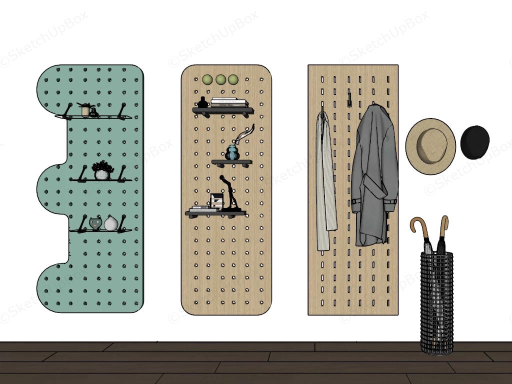 Modern Wooden Pegboards sketchup model preview - SketchupBox