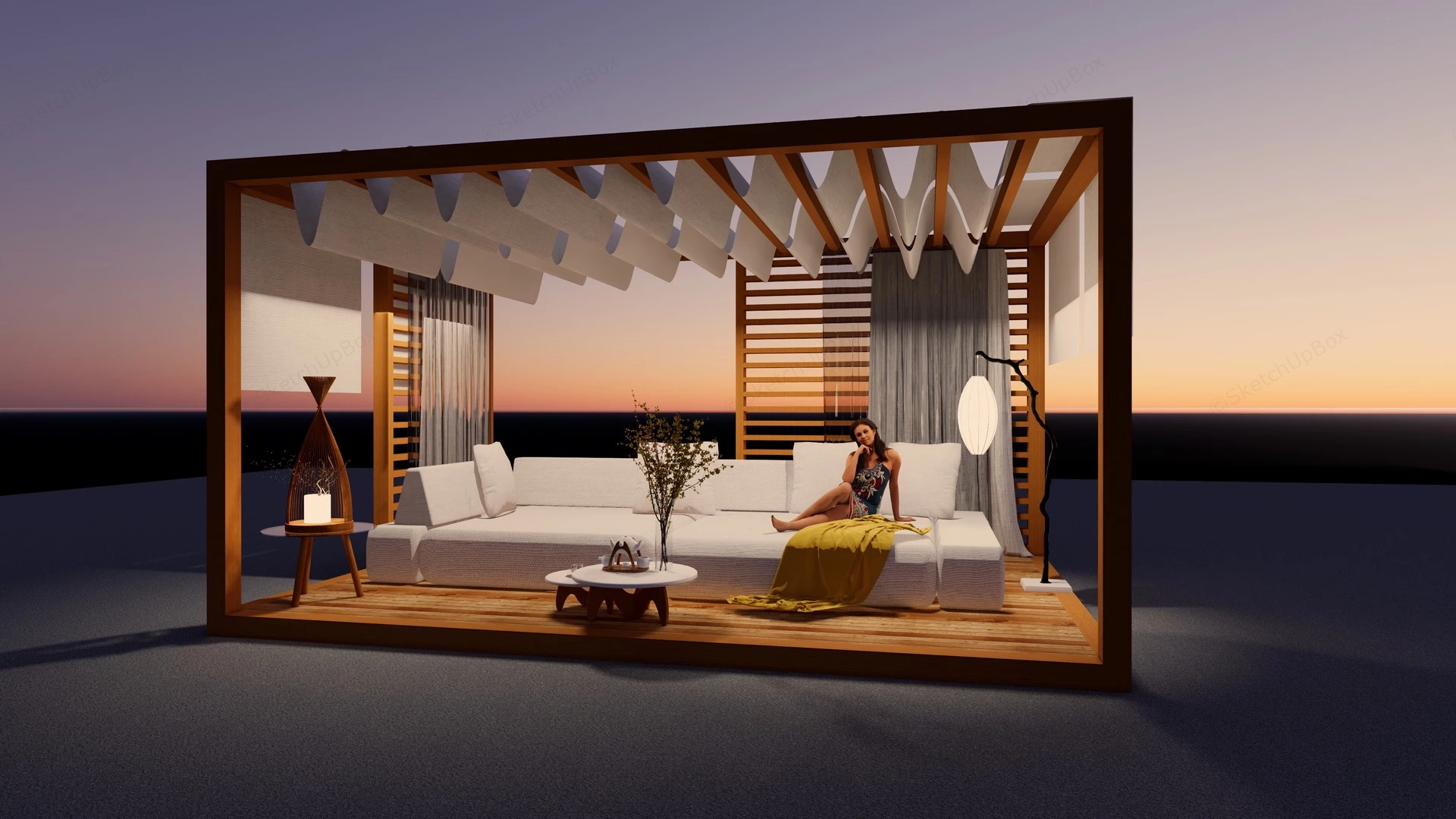 Wooden Patio Canopy sketchup model preview - SketchupBox