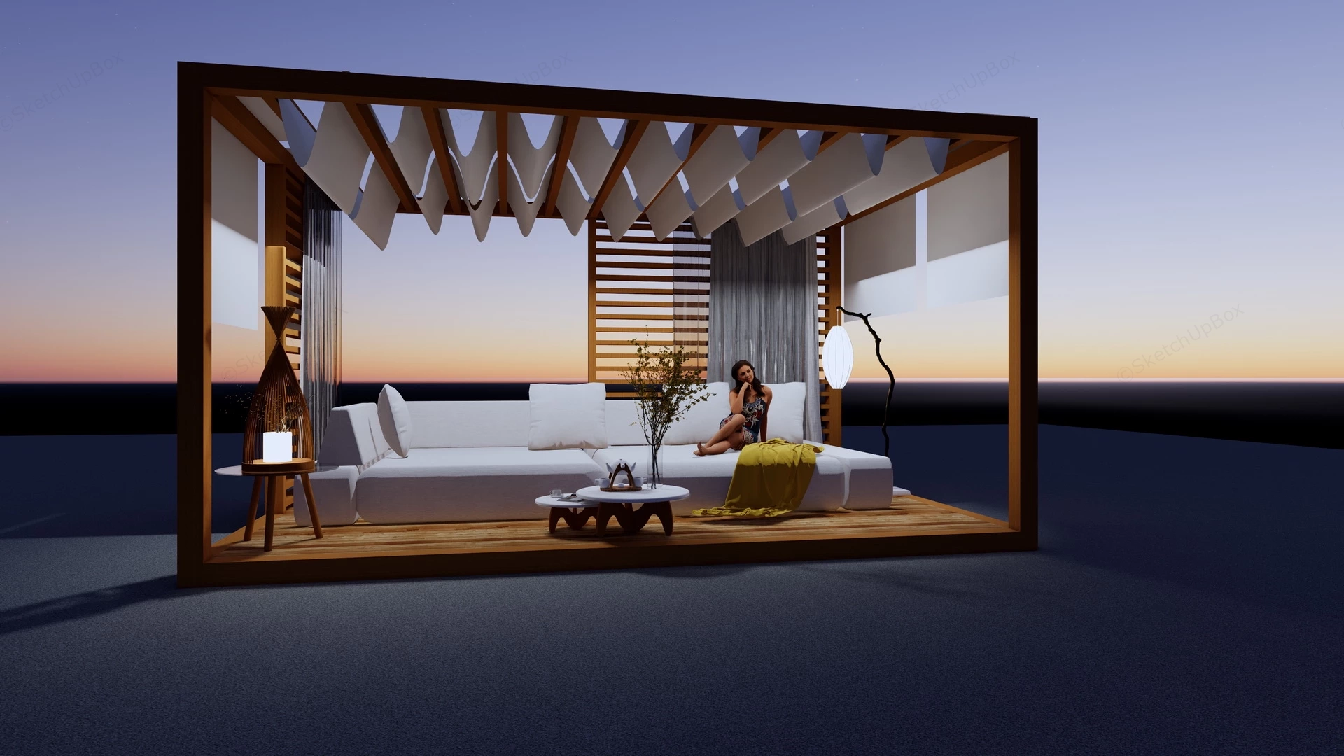 Wooden Patio Canopy sketchup model preview - SketchupBox