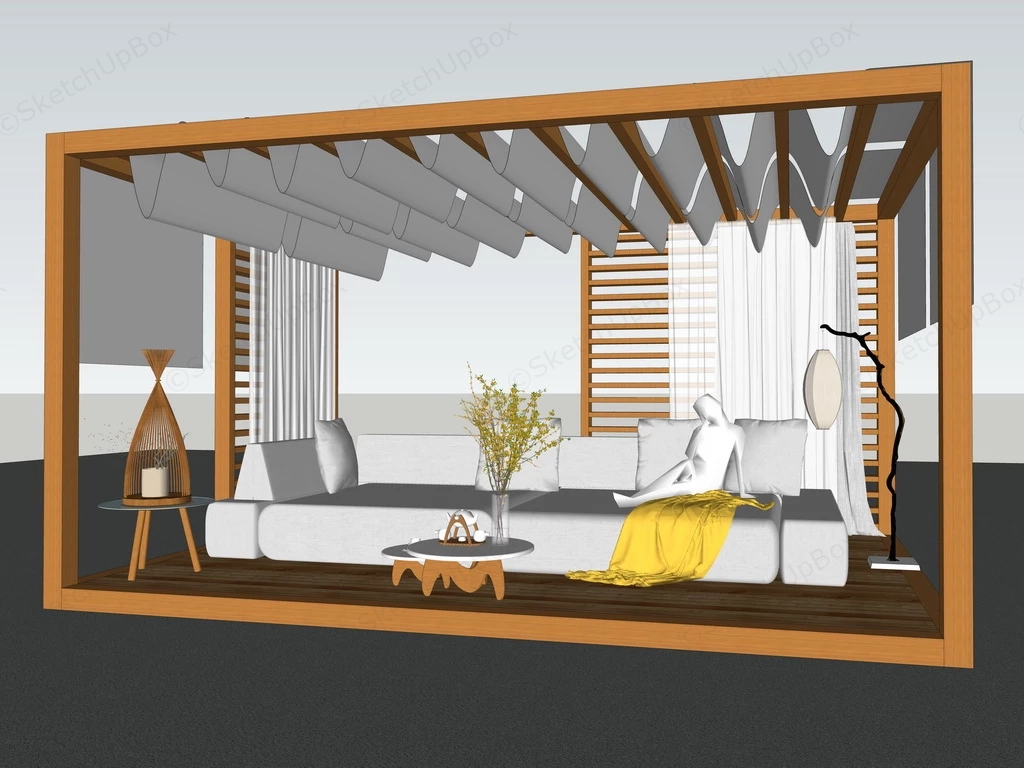 Wooden Patio Canopy sketchup model preview - SketchupBox