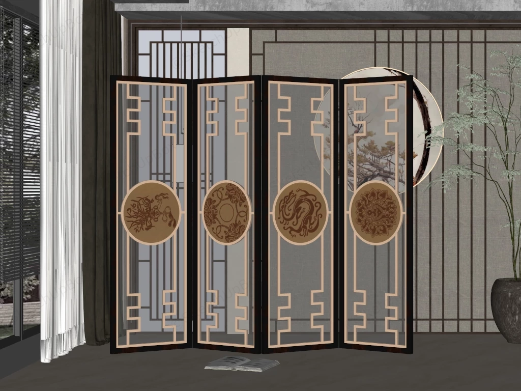 Privacy Screen Room Divider sketchup model preview - SketchupBox