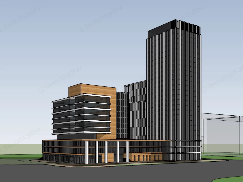 Urban Commercial Complex sketchup model preview - SketchupBox