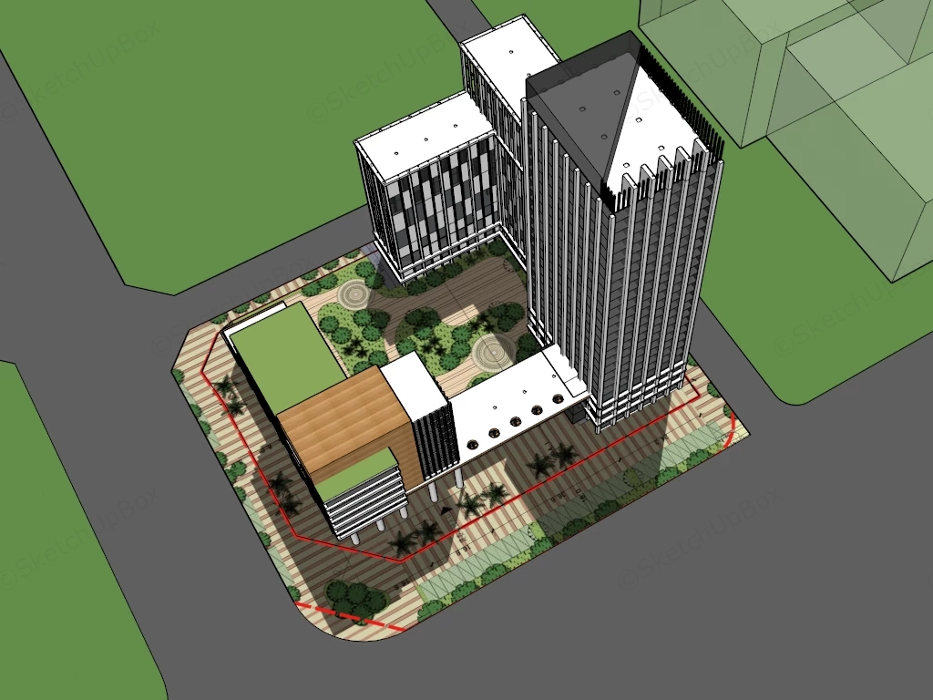Urban Commercial Complex sketchup model preview - SketchupBox