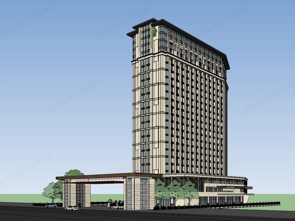 Urban Boutique Hotel sketchup model preview - SketchupBox