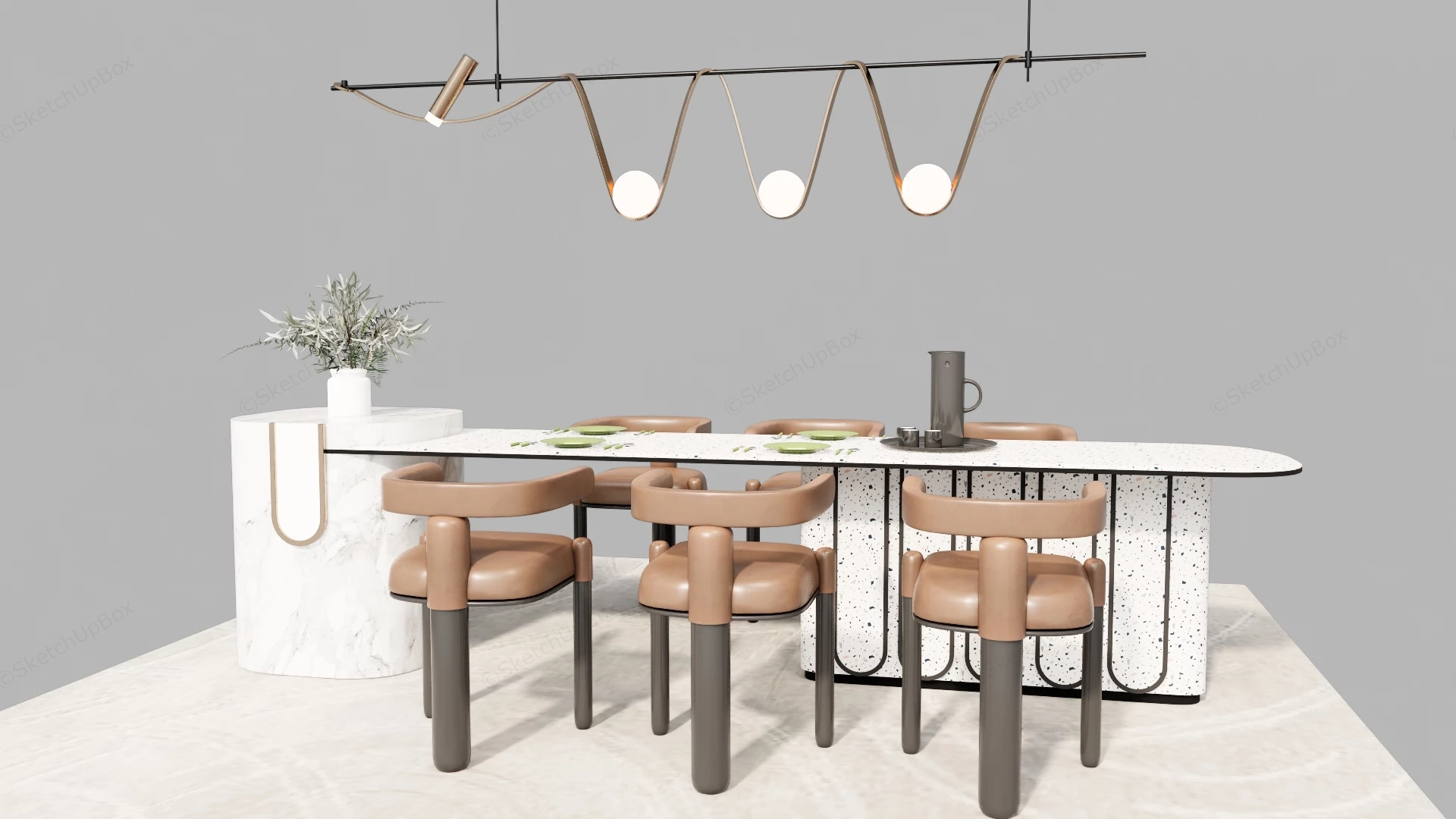 Island Dining Table Set sketchup model preview - SketchupBox