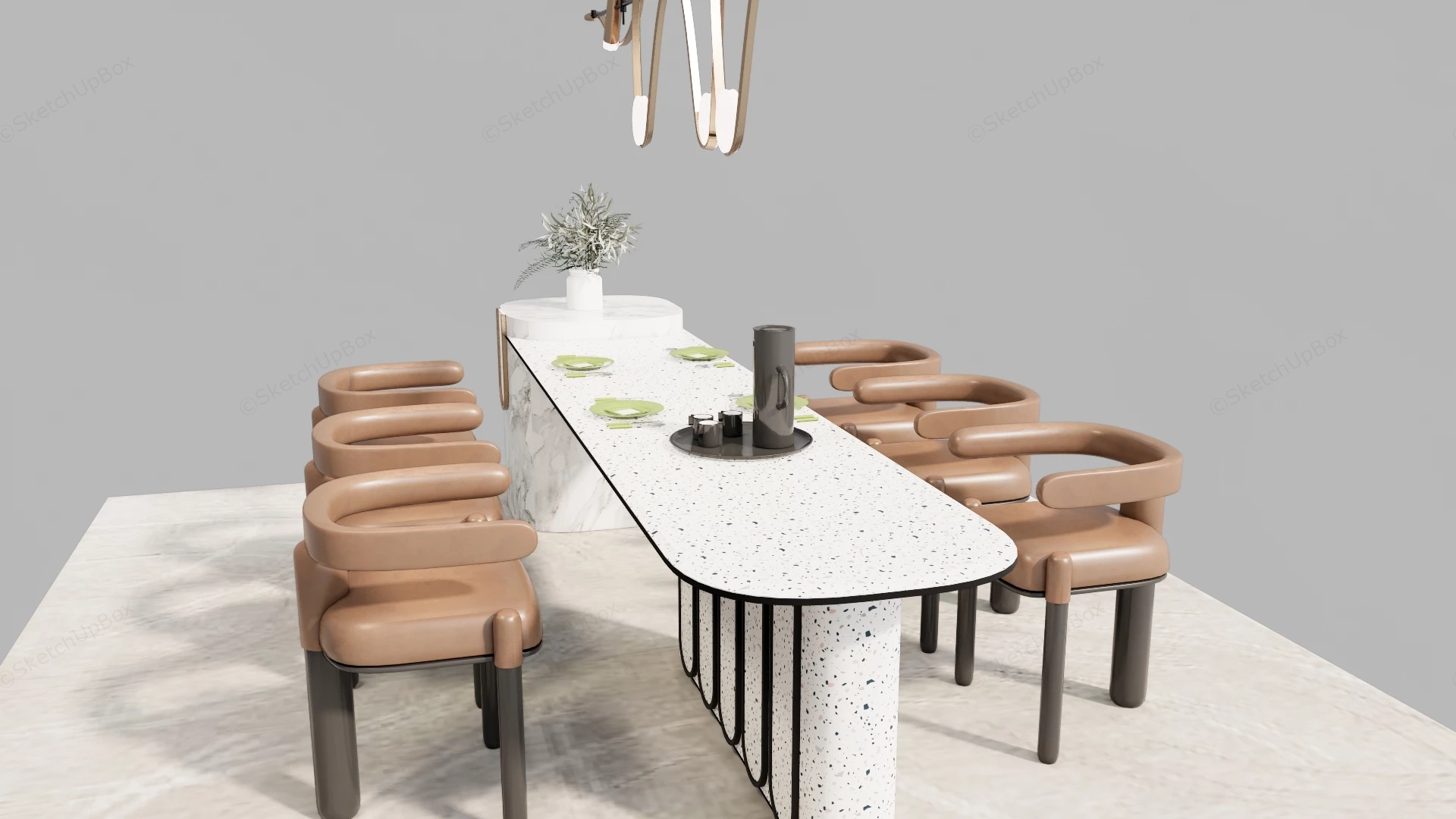 Island Dining Table Set sketchup model preview - SketchupBox