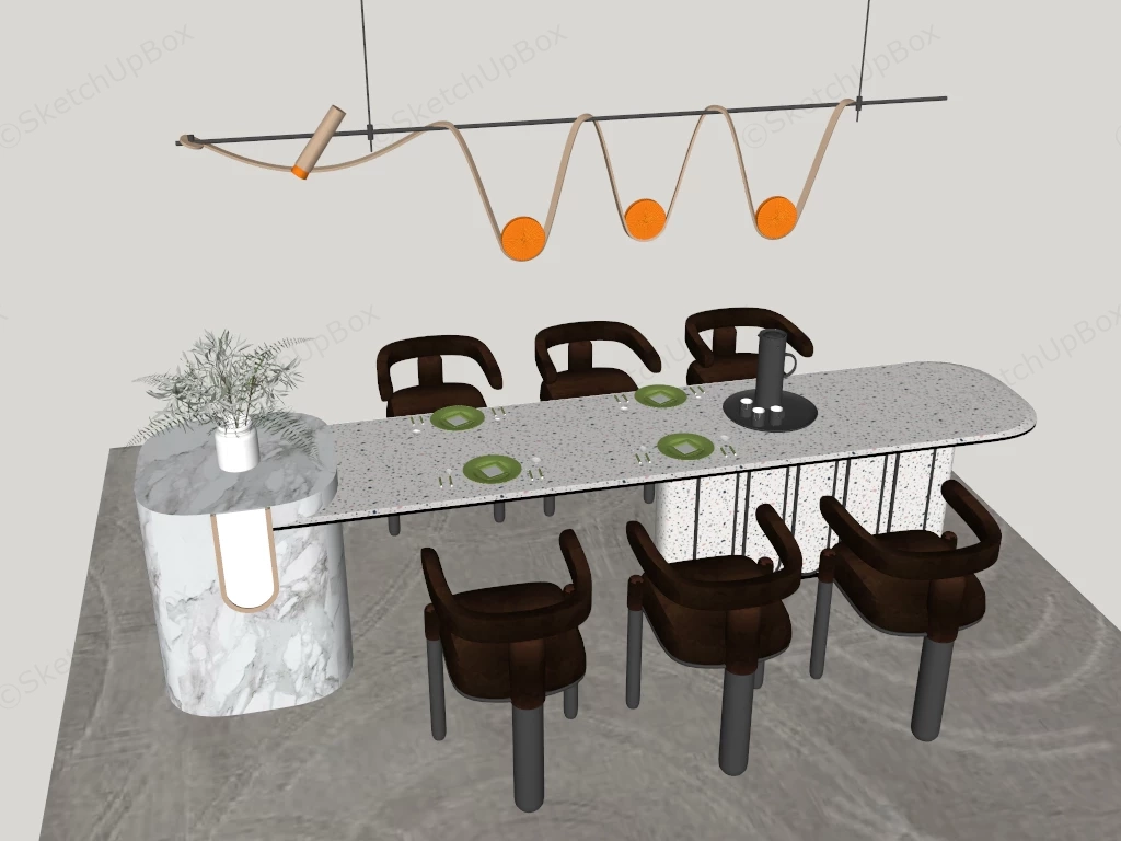 Island Dining Table Set sketchup model preview - SketchupBox