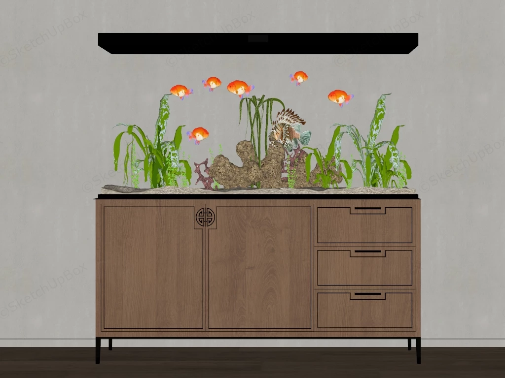 Wooden Fish Tank Stand sketchup model preview - SketchupBox