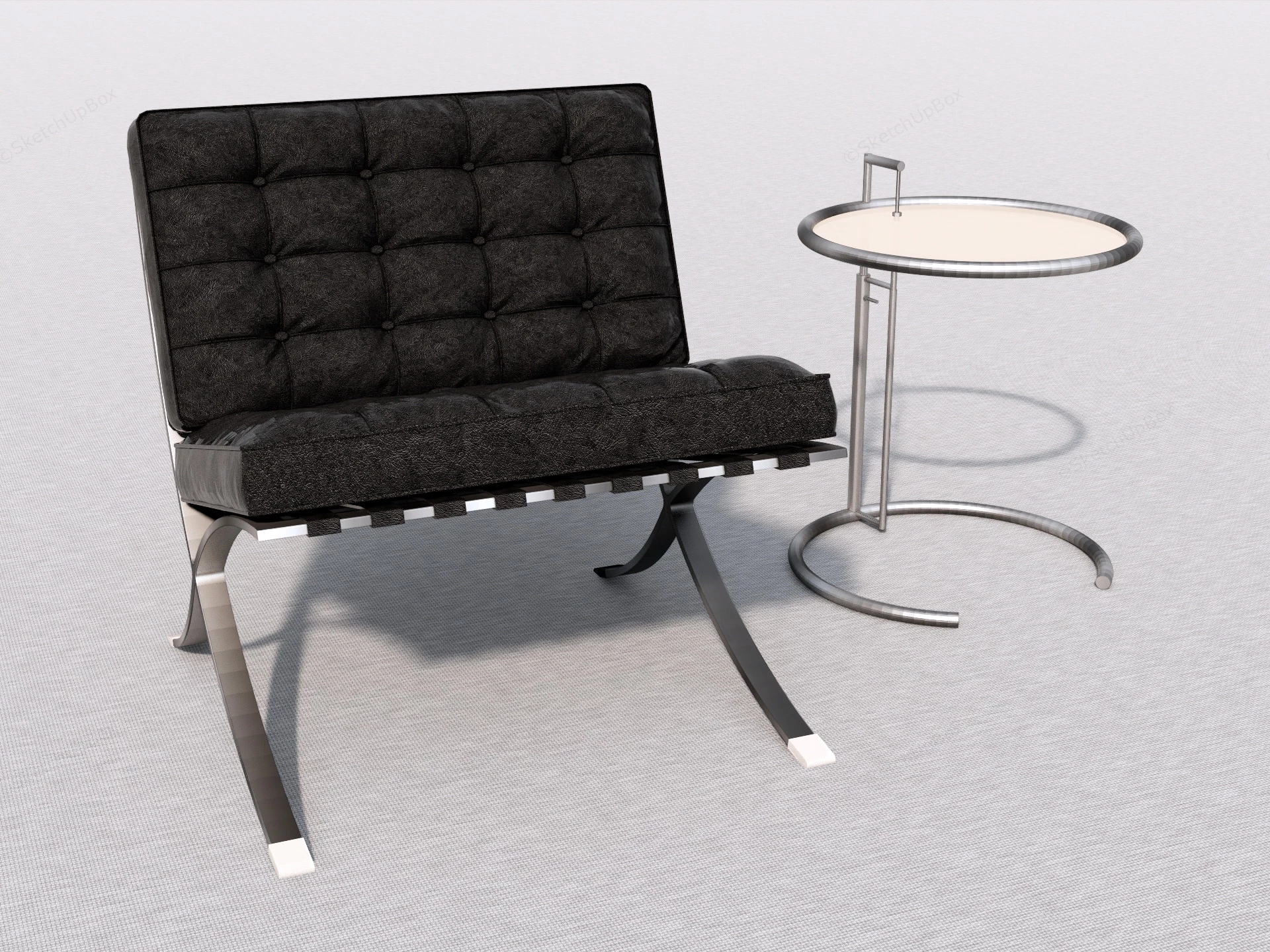 Barcelona Chair And Side Table sketchup model preview - SketchupBox