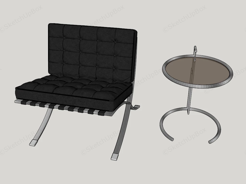 Barcelona Chair And Side Table sketchup model preview - SketchupBox