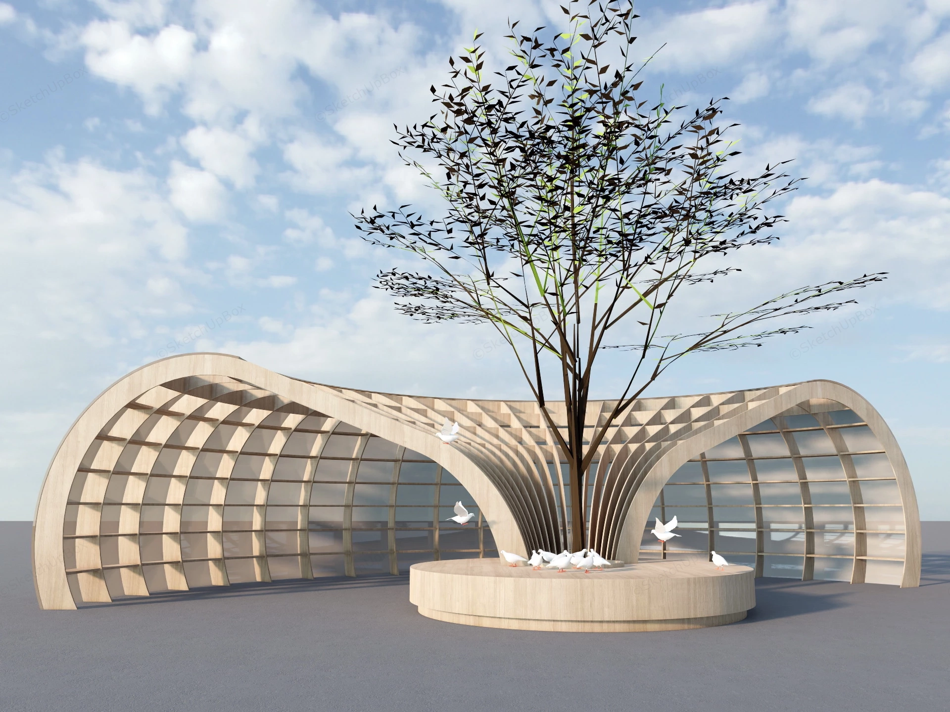 Public Space Shade Structure sketchup model preview - SketchupBox