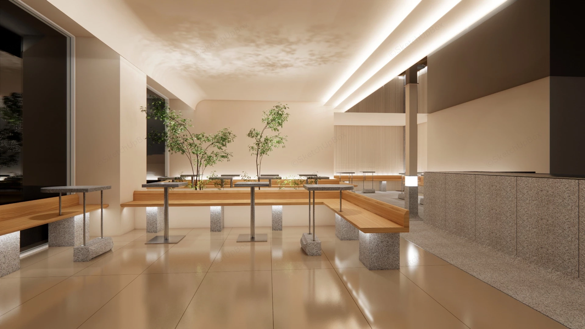 Coffee Shop Interior sketchup model preview - SketchupBox