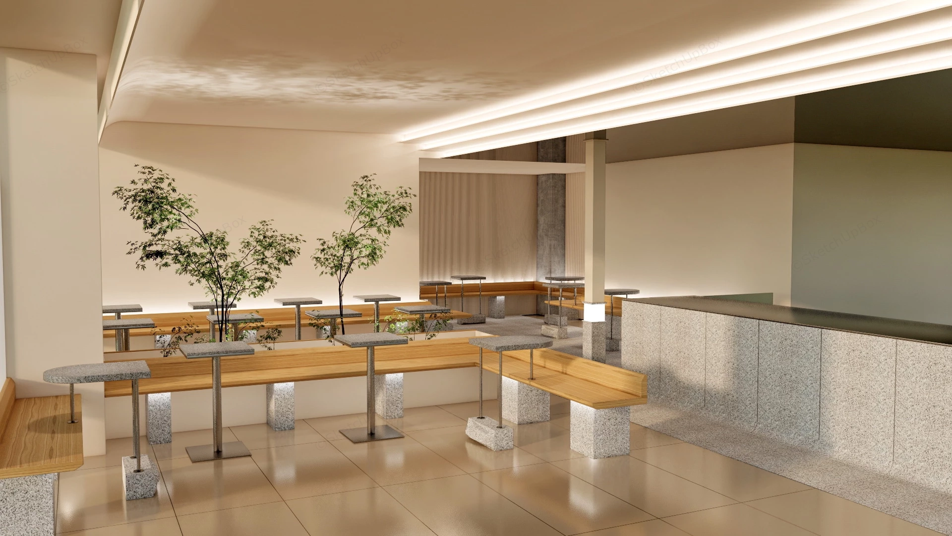 Coffee Shop Interior sketchup model preview - SketchupBox
