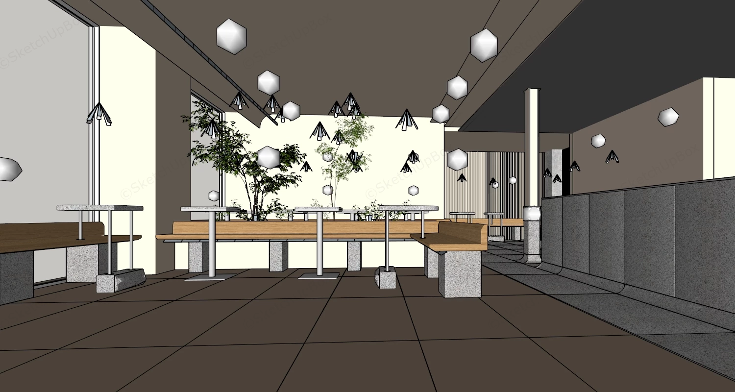 Coffee Shop Interior sketchup model preview - SketchupBox