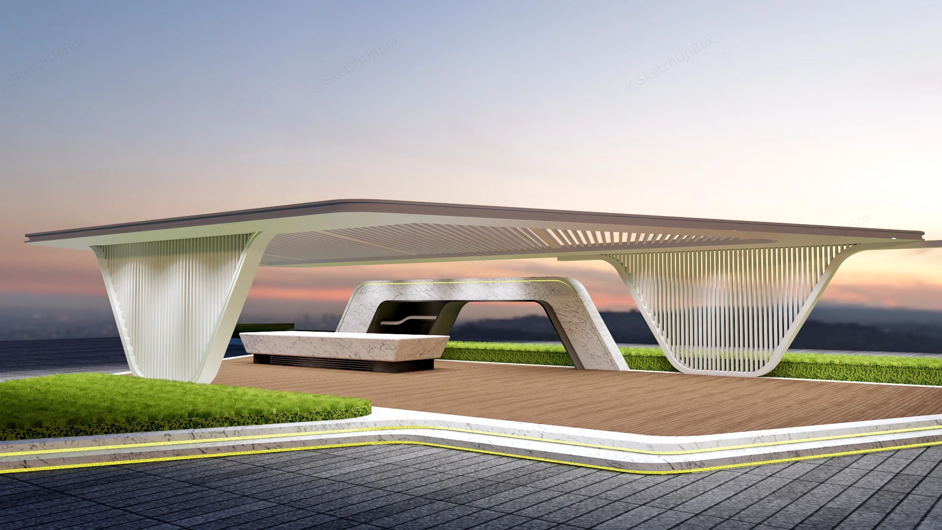 Outdoor Pergola Bar sketchup model preview - SketchupBox
