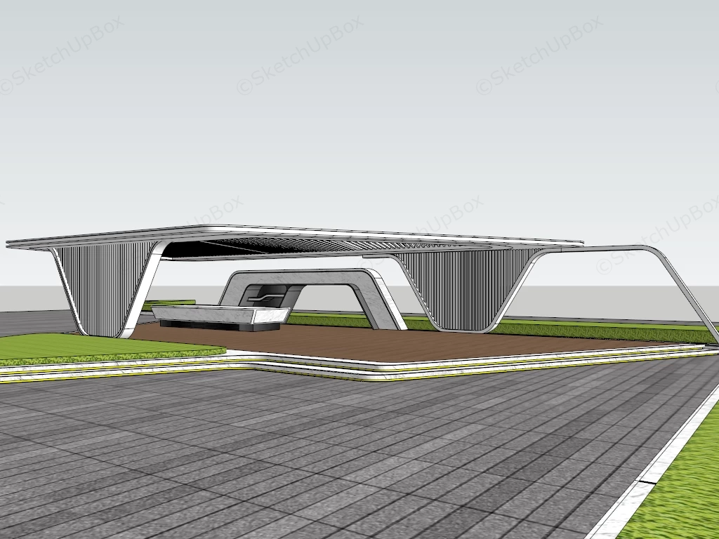 Outdoor Pergola Bar sketchup model preview - SketchupBox