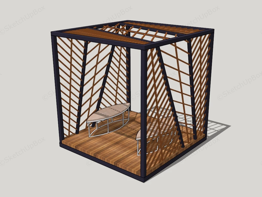 Wood And Metal Pergola sketchup model preview - SketchupBox