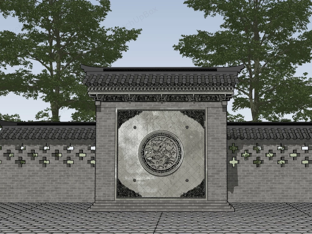 Chinese Garden Wall Art sketchup model preview - SketchupBox