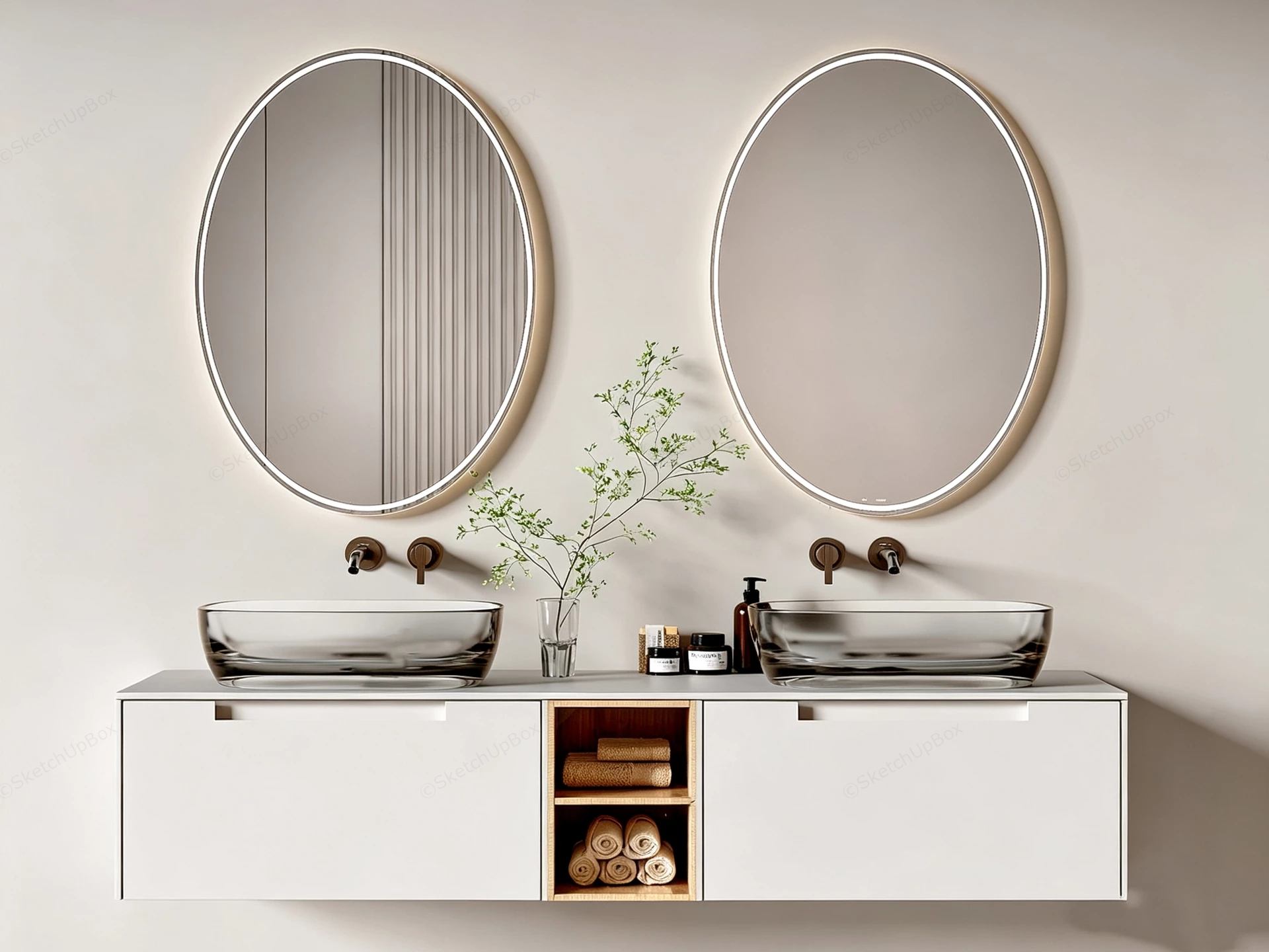 Modern Floating Bathroom Vanity sketchup model preview - SketchupBox