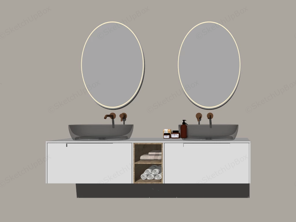 Modern Floating Bathroom Vanity sketchup model preview - SketchupBox