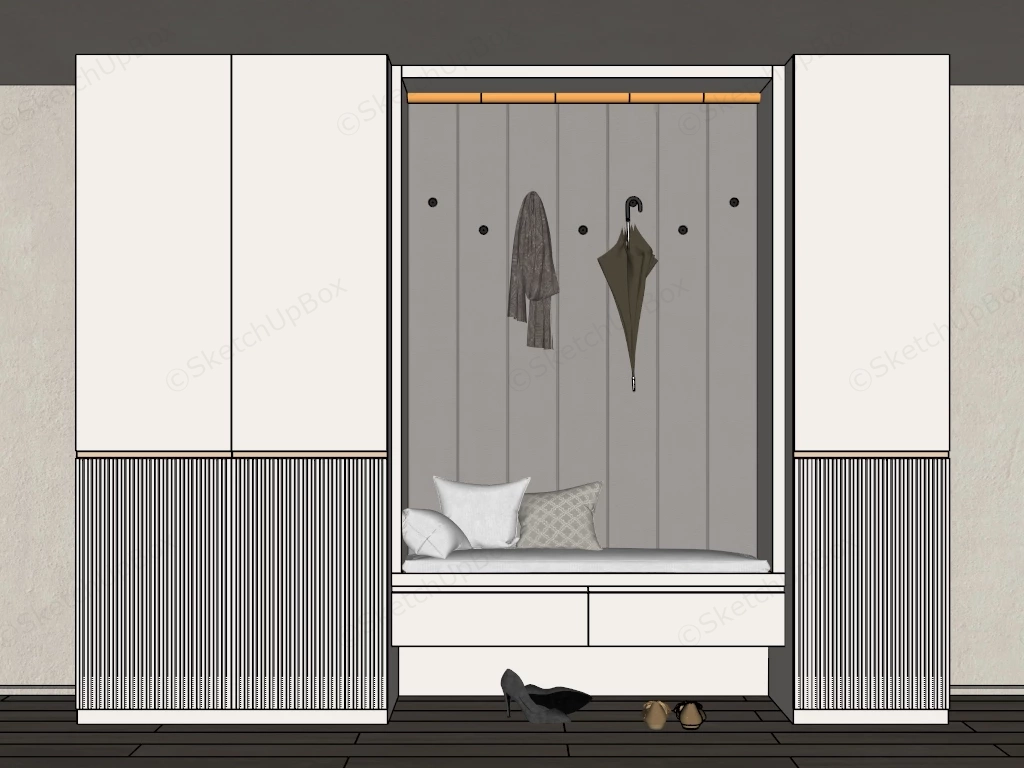 Modern Hall Tree With Storage Cabinet sketchup model preview - SketchupBox