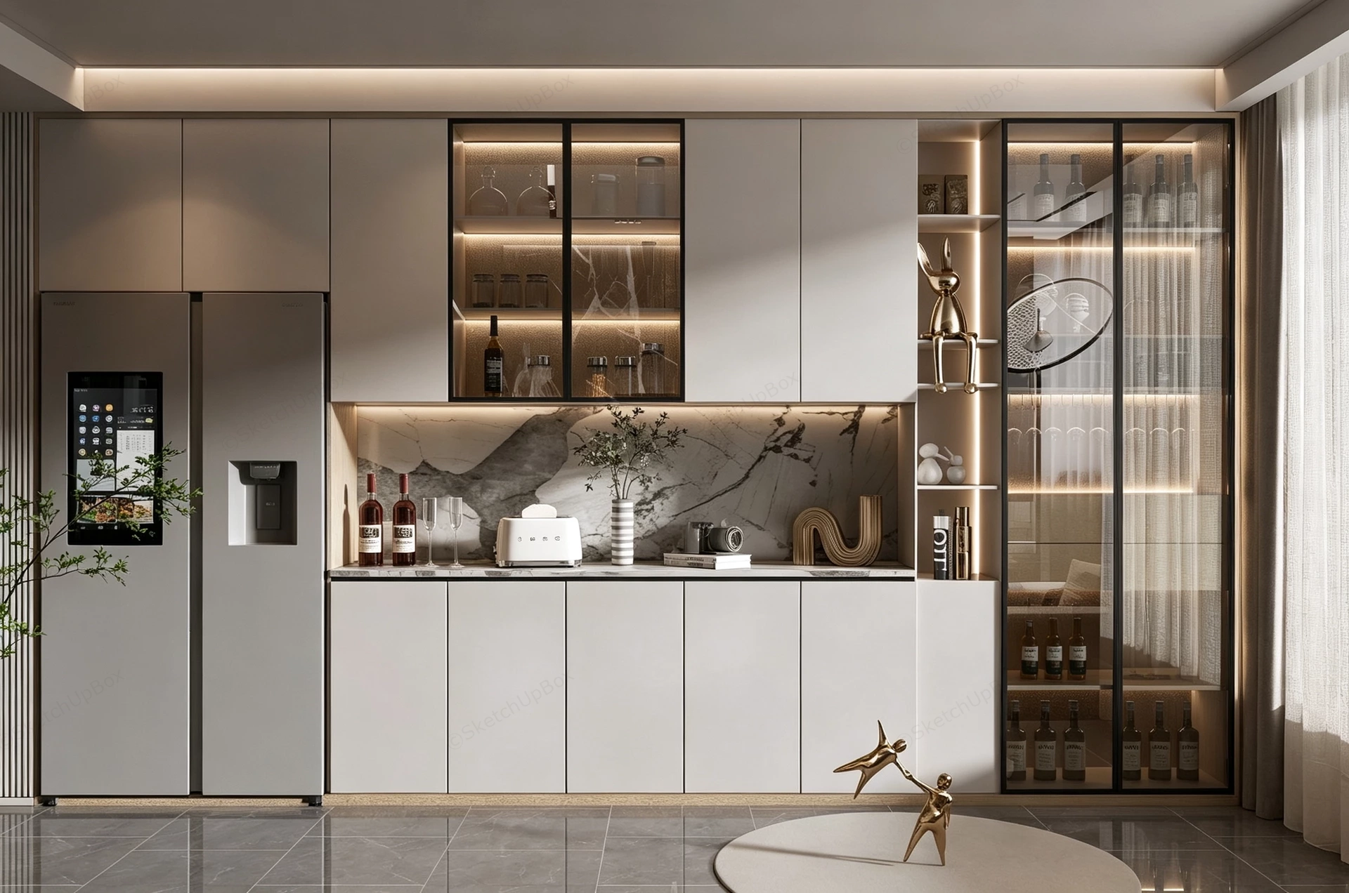 Built In Home Bar Cabient Design sketchup model preview - SketchupBox