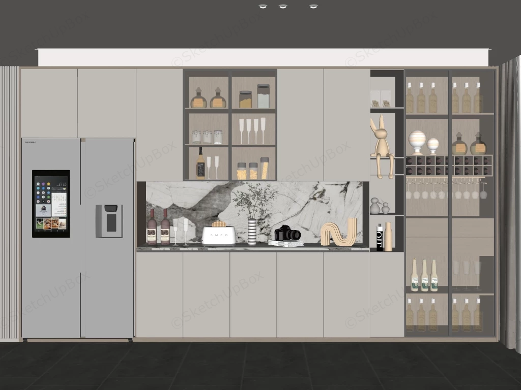 Built In Home Bar Cabient Design sketchup model preview - SketchupBox