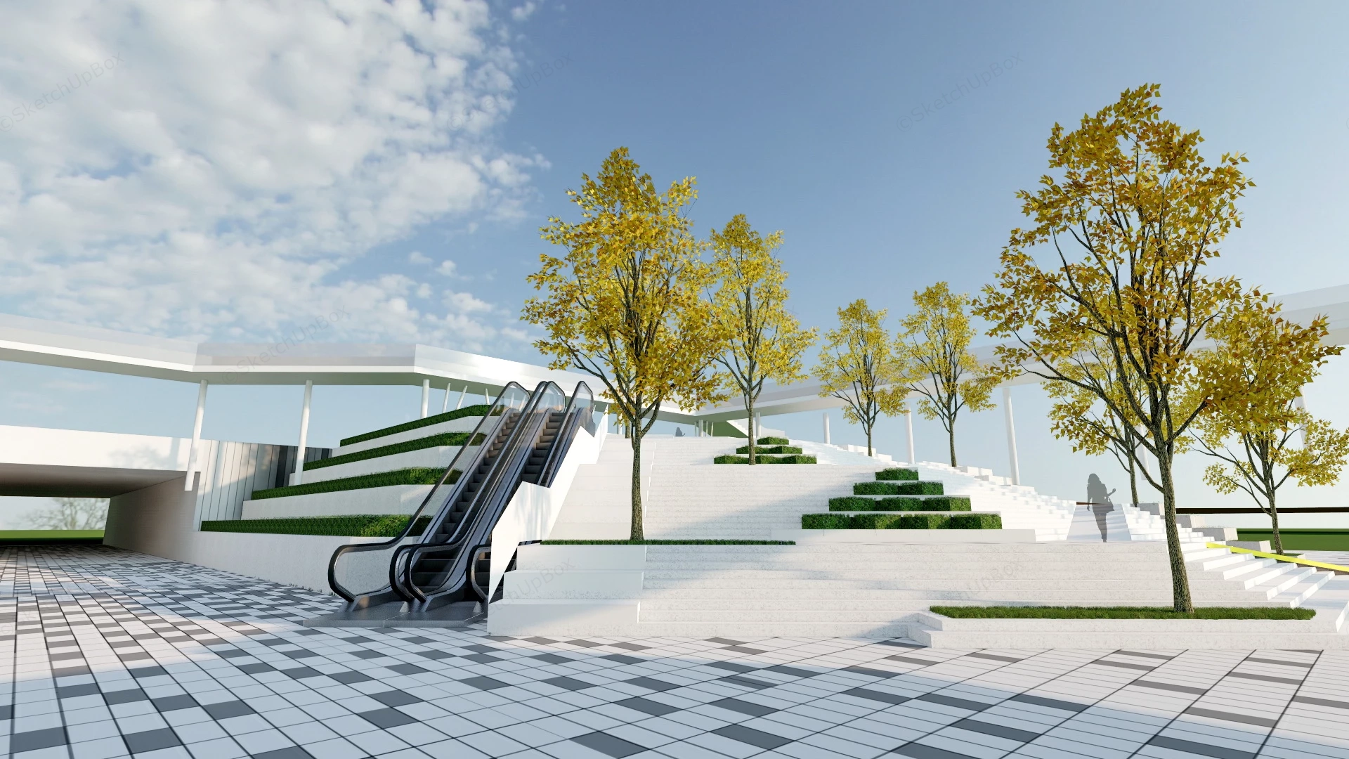Sunken Plaza Plan sketchup model preview - SketchupBox