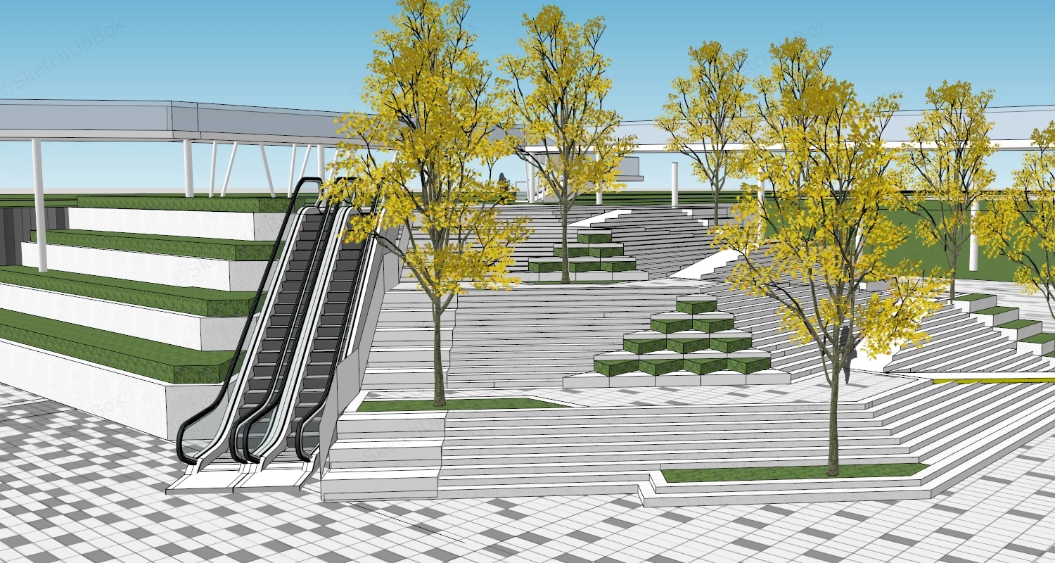 Sunken Plaza Plan sketchup model preview - SketchupBox