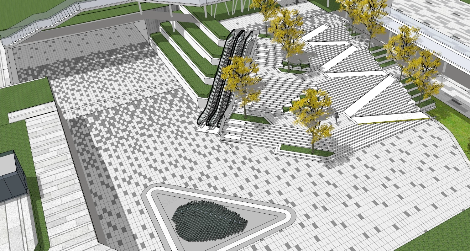 Sunken Plaza Plan sketchup model preview - SketchupBox