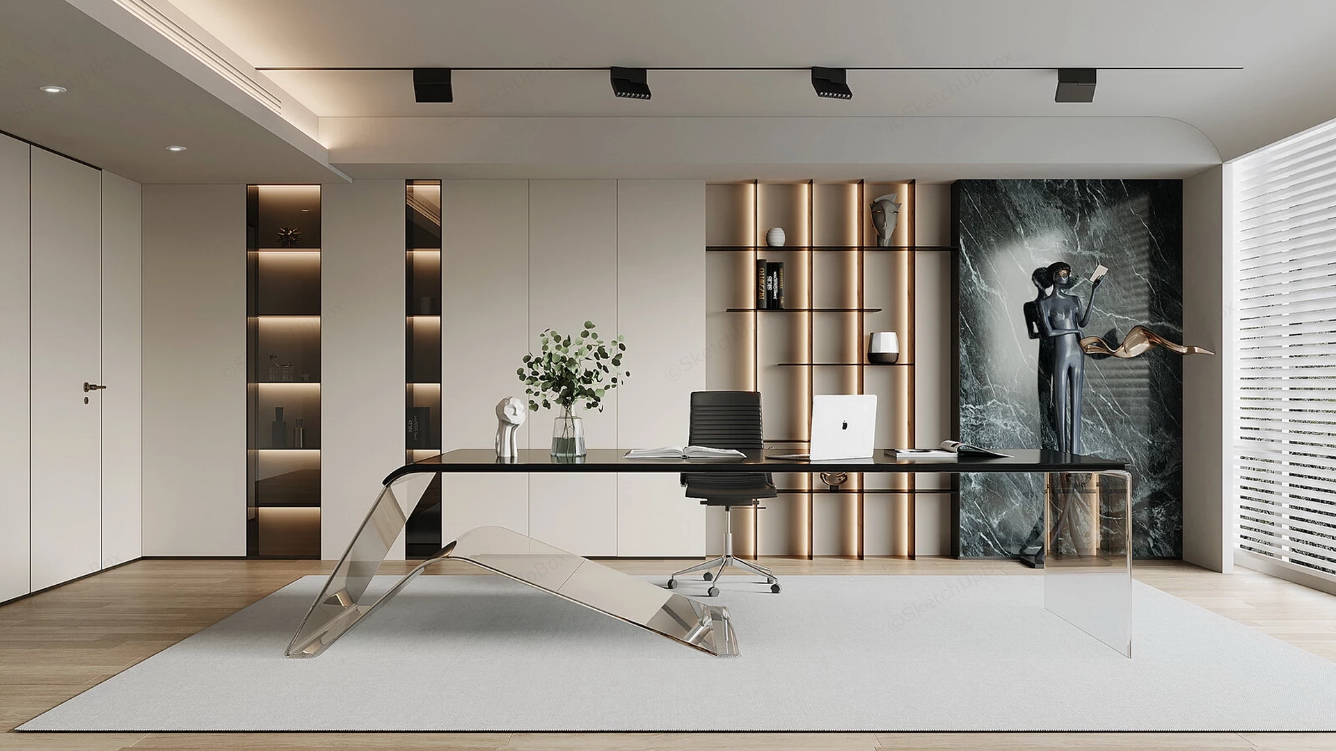 Luxury Modern Home Office sketchup model preview - SketchupBox