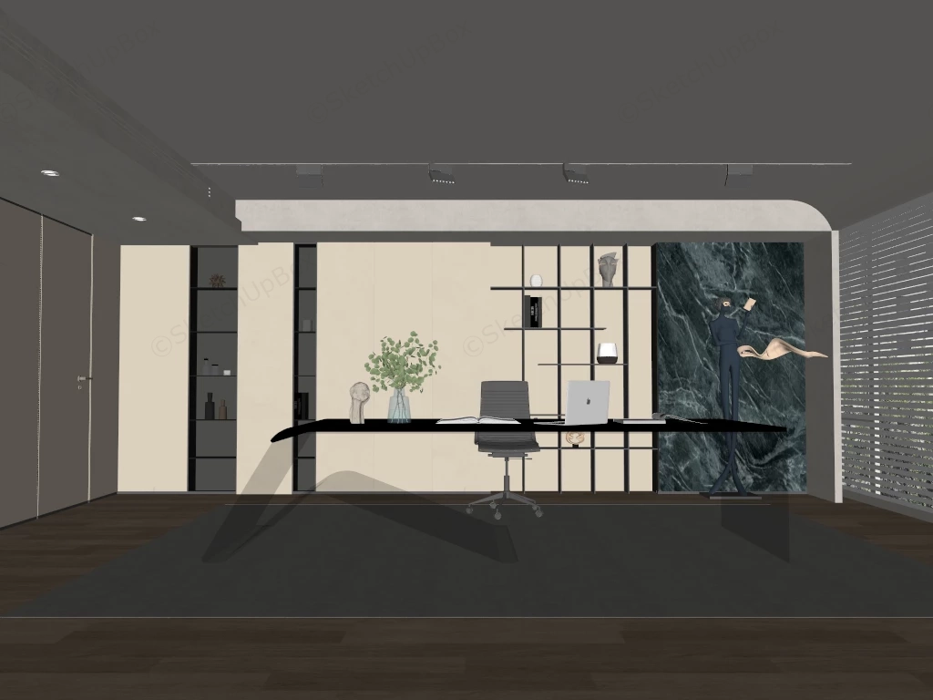Luxury Modern Home Office sketchup model preview - SketchupBox