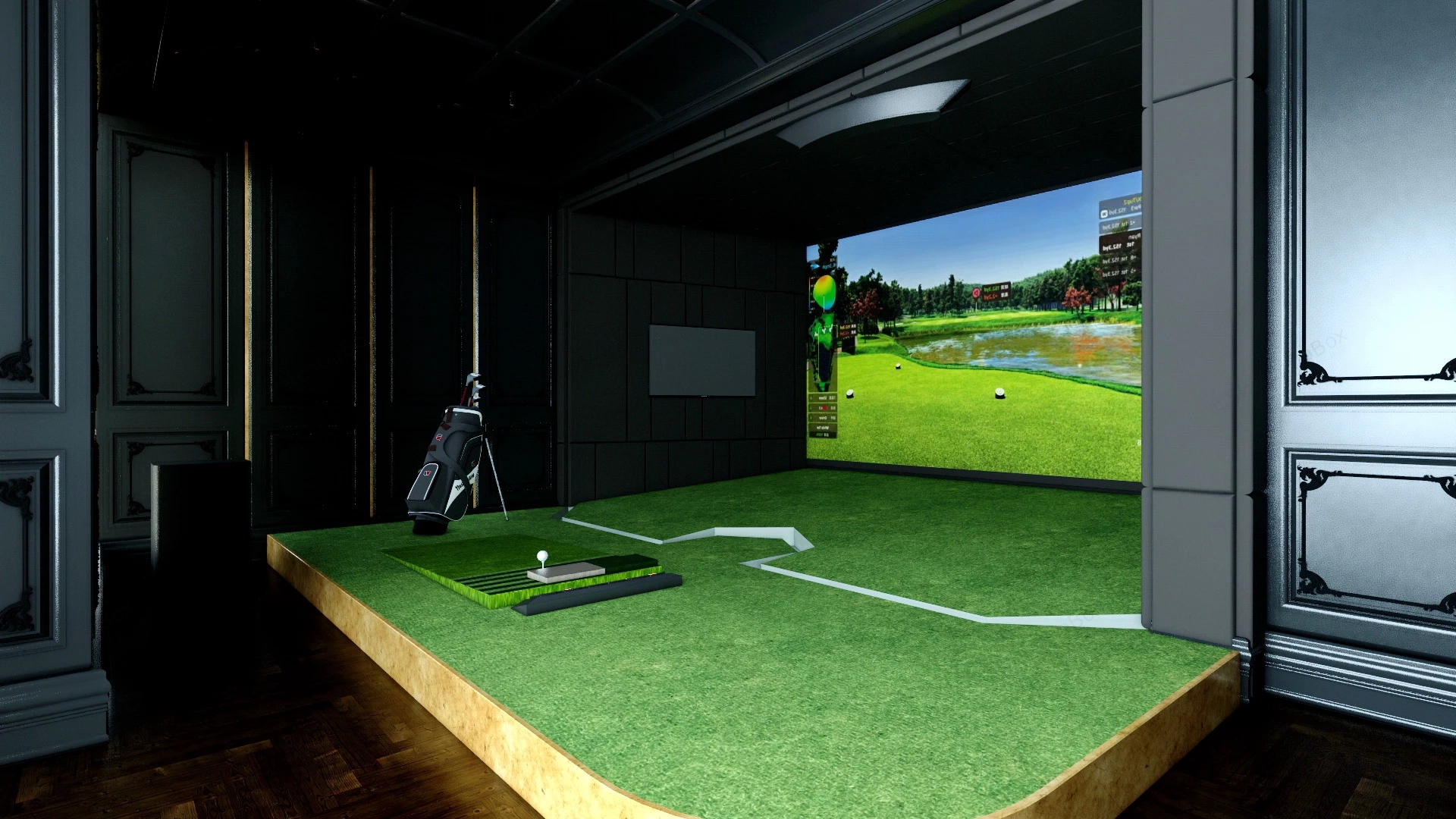 Indoor Golf Simulator Room sketchup model preview - SketchupBox