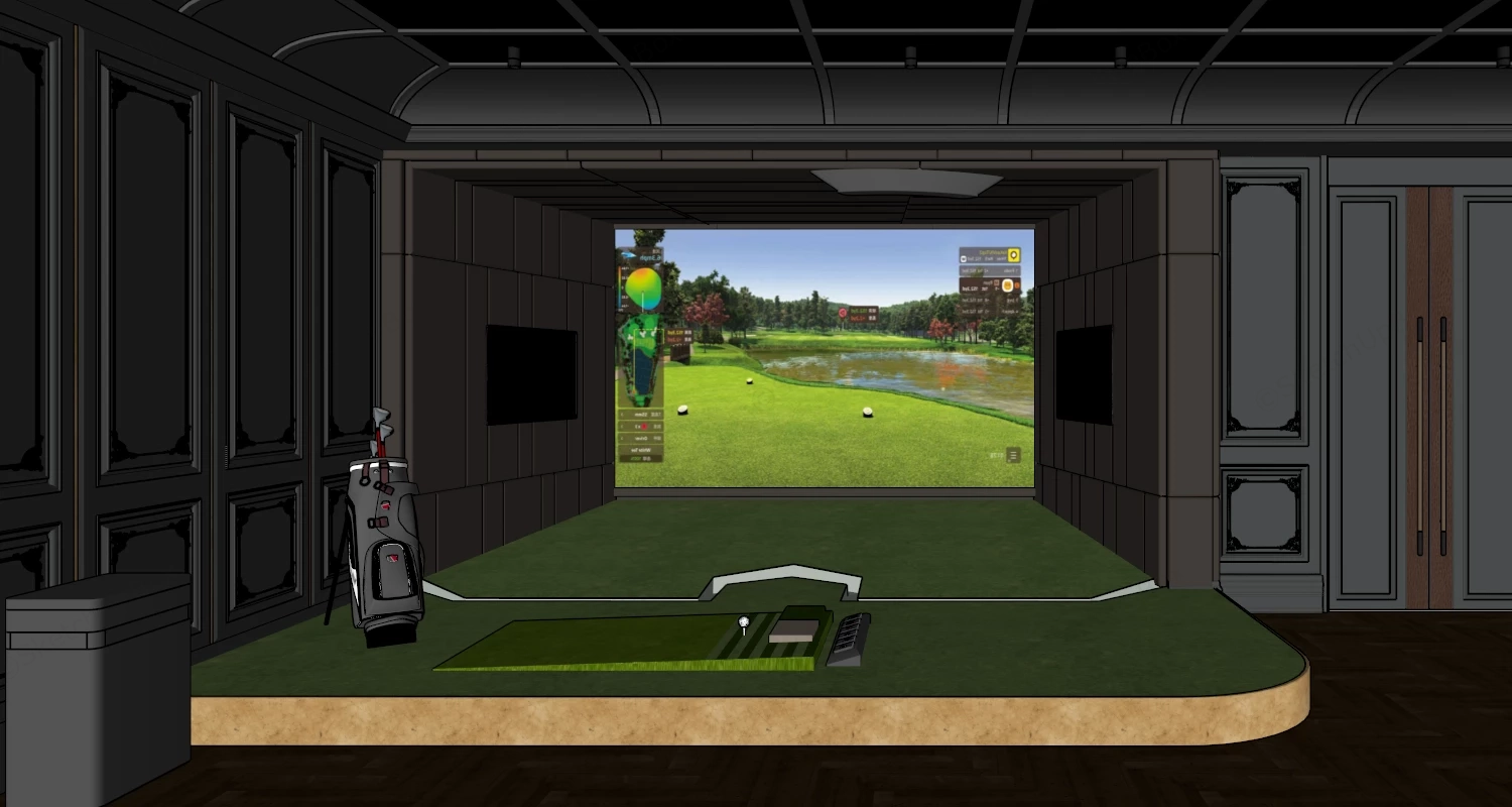 Indoor Golf Simulator Room sketchup model preview - SketchupBox