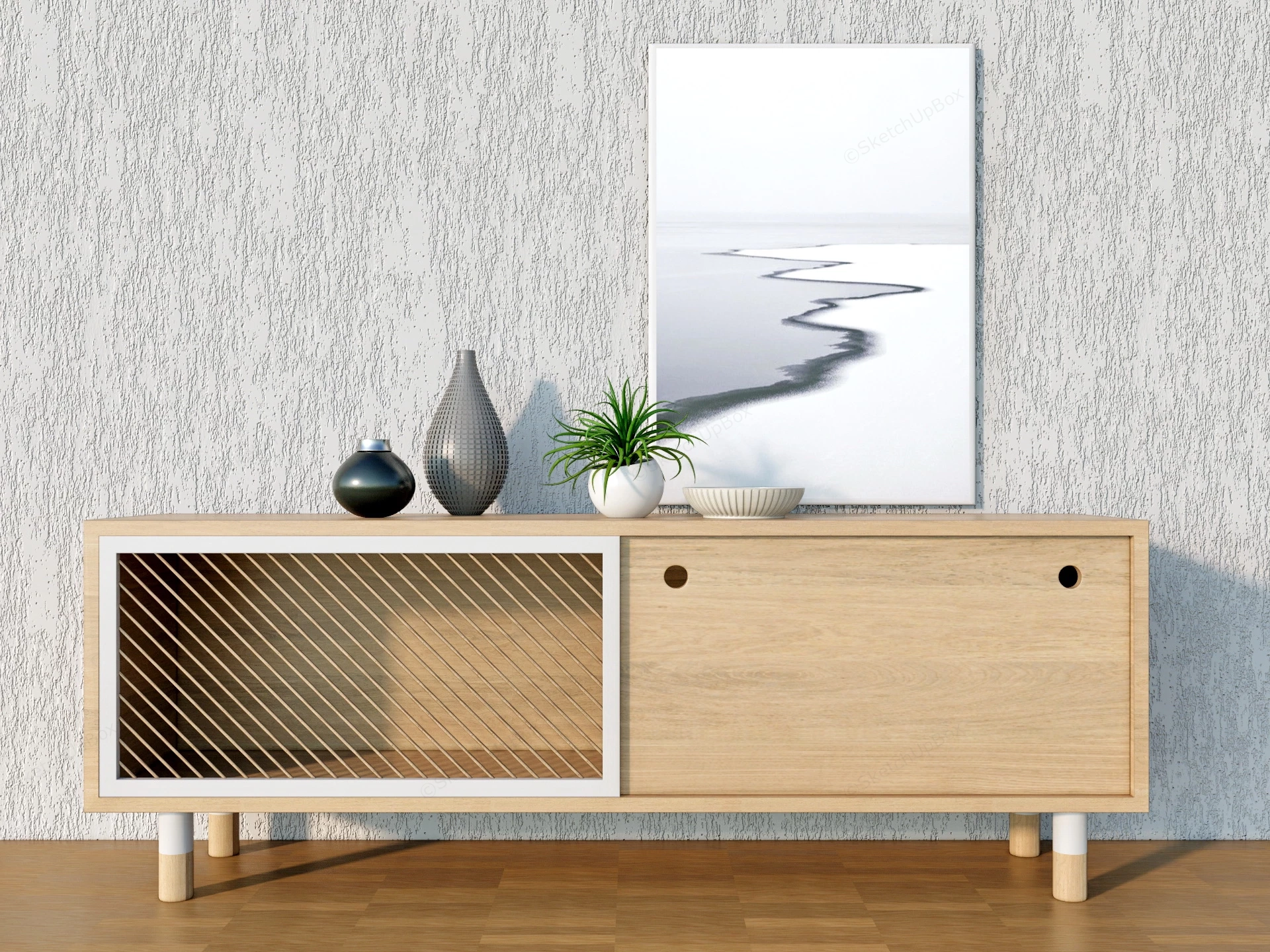 Modern Wooden Sideboard sketchup model preview - SketchupBox