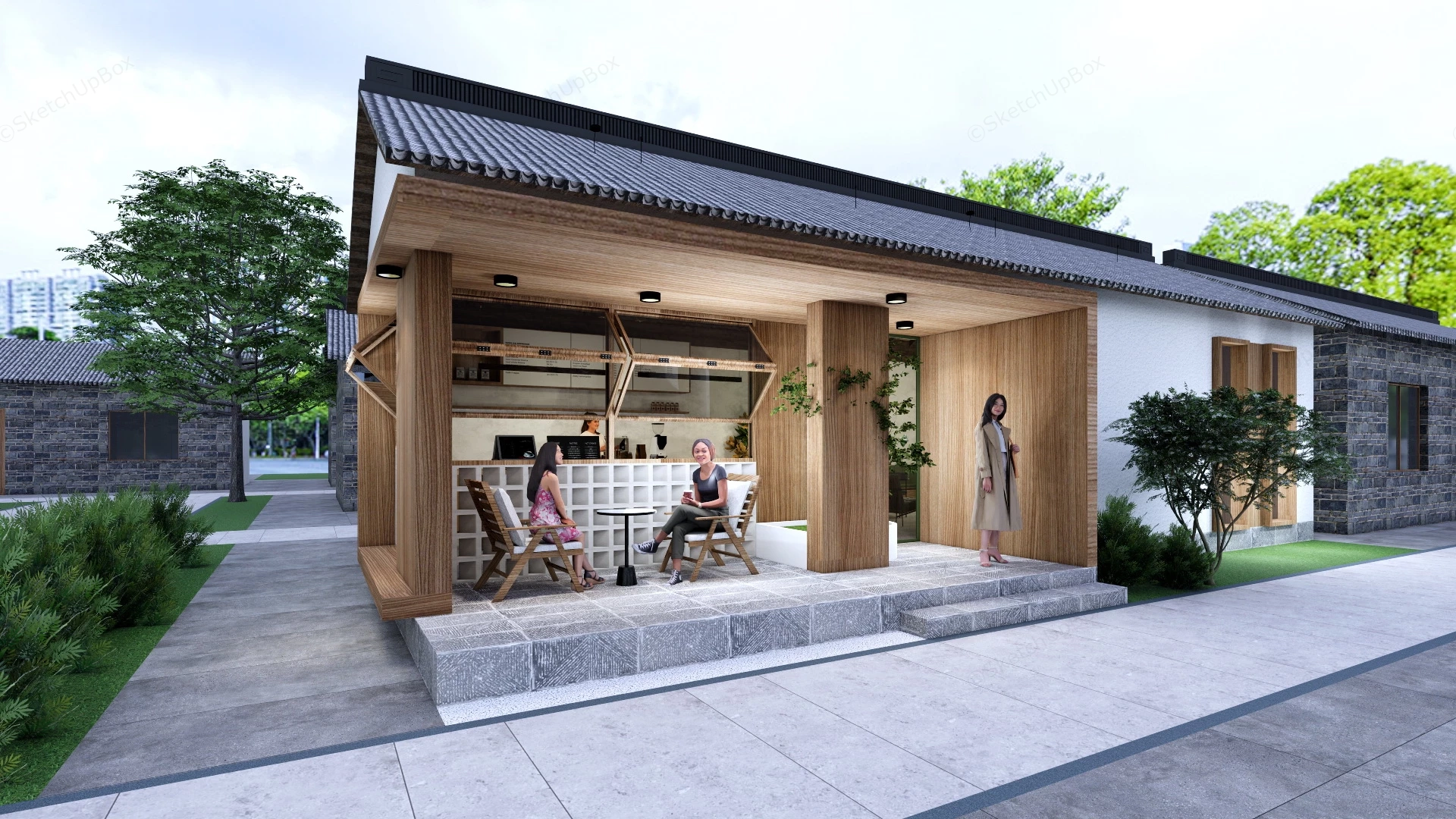 Vintage Cafe Interior sketchup model preview - SketchupBox