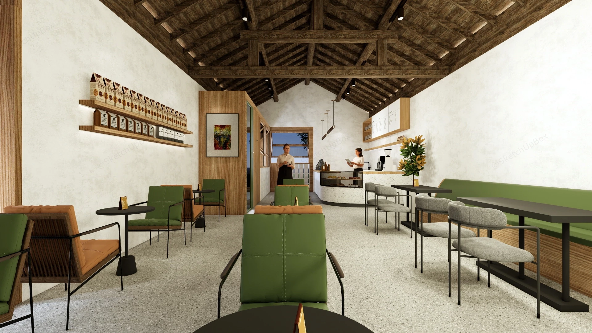 Vintage Cafe Interior sketchup model preview - SketchupBox