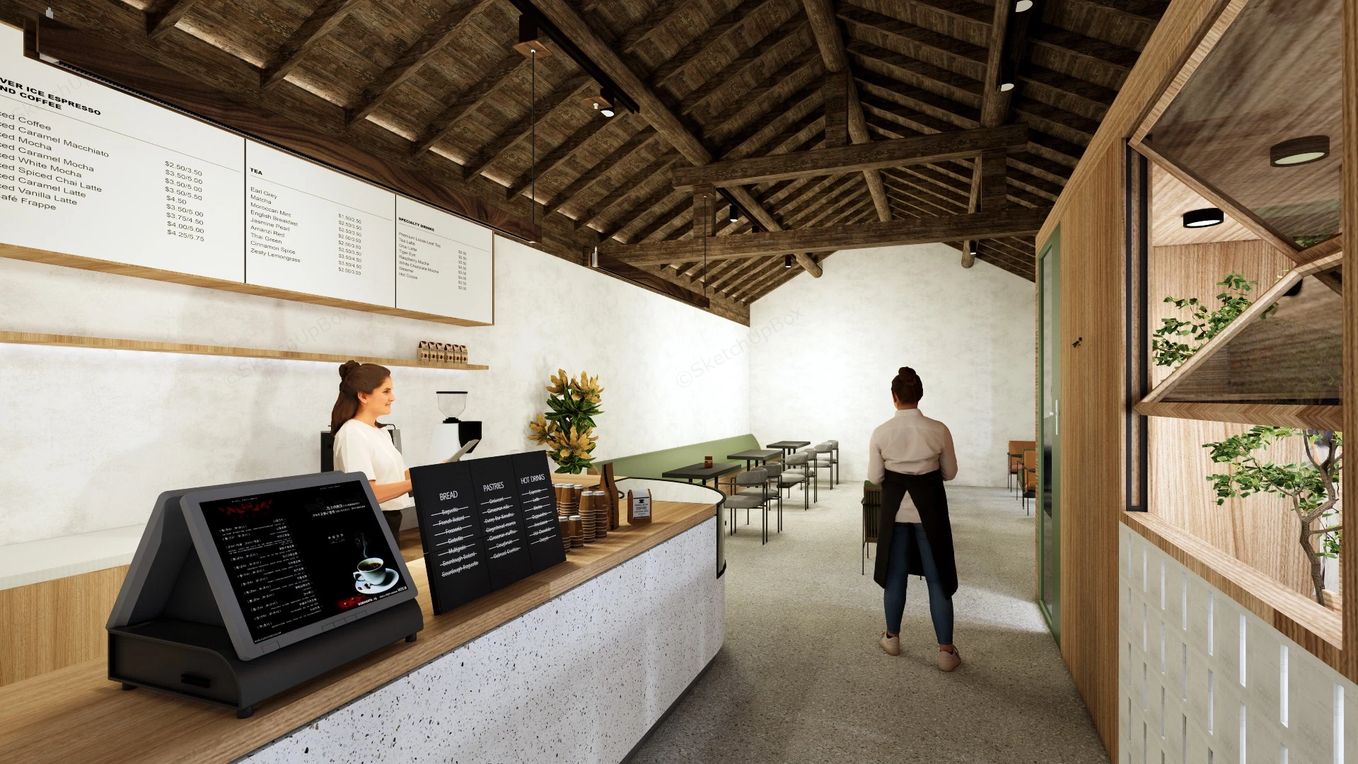 Vintage Cafe Interior sketchup model preview - SketchupBox